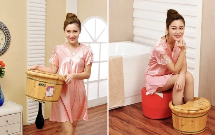Foot Basin Foot Spa Wooden Bucket Foot Bath With Cover and Massager 足浴桶加厚泡脚加盖和按摩器 OFS03