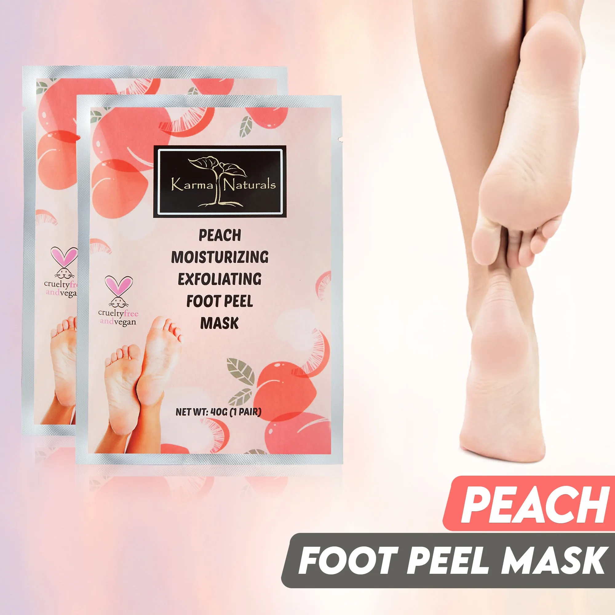 Karma Naturals Peach Foot Peel Mask - 2 Pack
